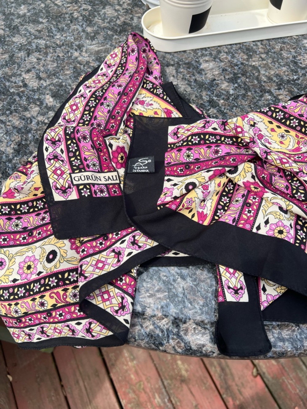 Vibrant Patterned Scarf From Turkey                     63”x21.5”
